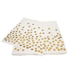 Servetten Dots Wit/Goud (20st)