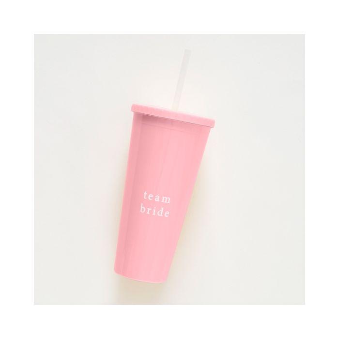 Herbruikbare Team Bride Beker met rietje Roze Ginger Ray