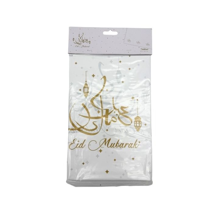Tafelkleed Eid Mubarak Wit & Goud