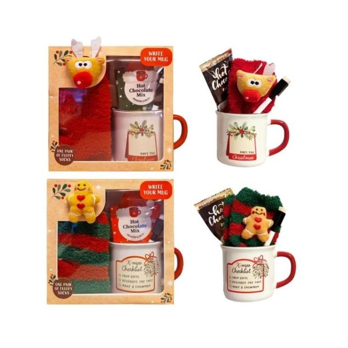 Joyful Giftbox - Chocolade mix, kerstsok & mok