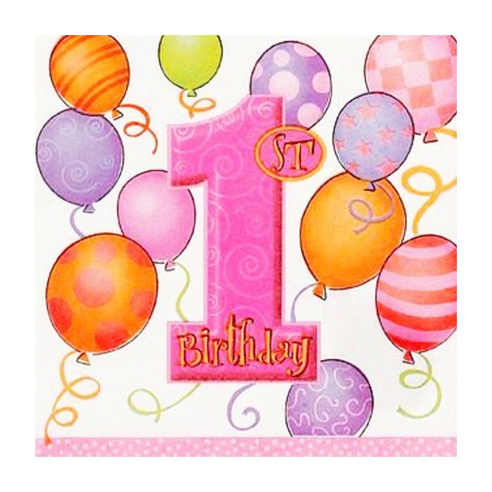 Tafelkleed '1st Birthday' Roze