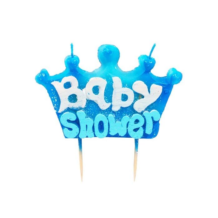 Kaars Babyshower Kroon Blauw