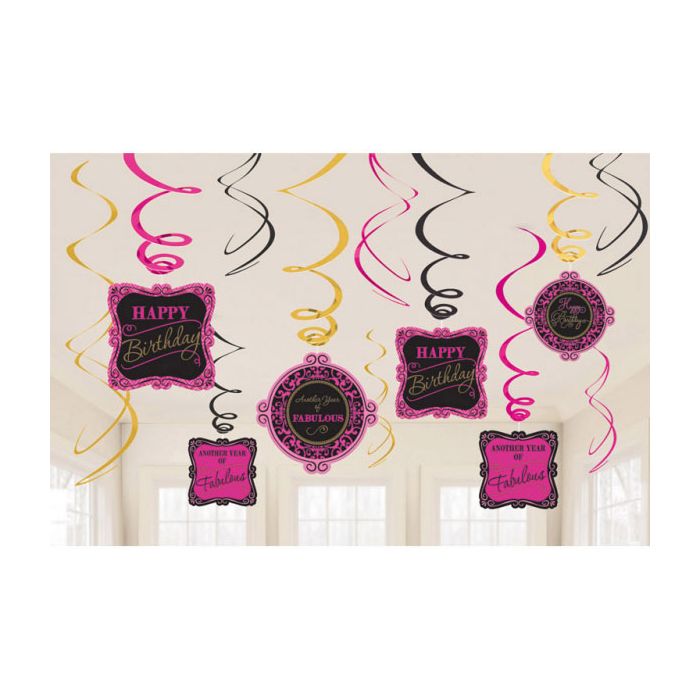 Swirl Happy Birthday Fuchsia