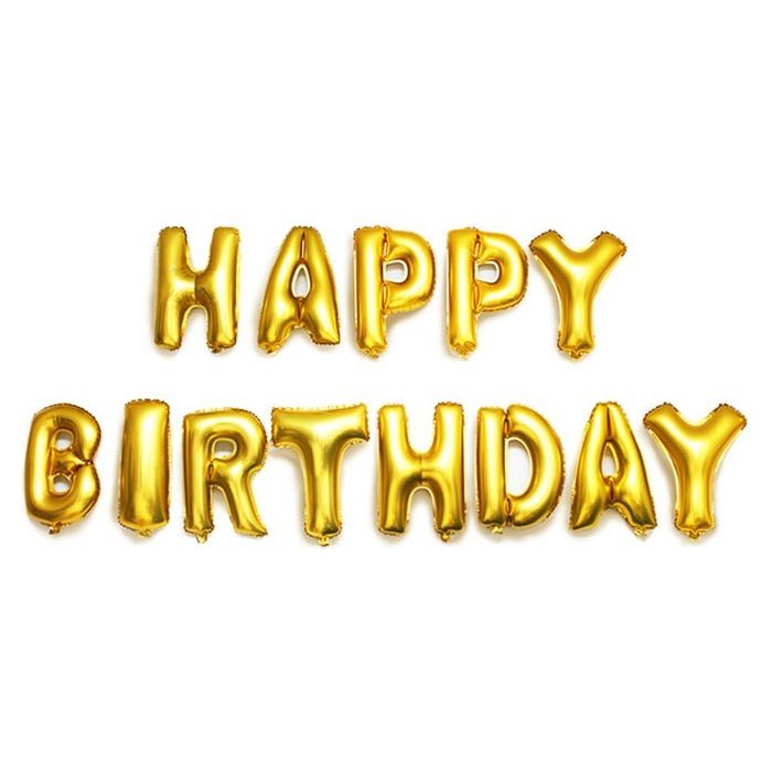 Folie Ballon 'Happy Birthday' Goud