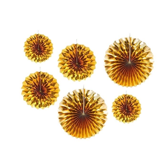 Deco Waaiers Metallic Goud 6dlg