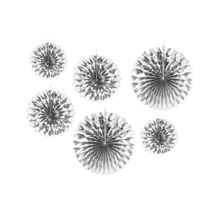 Deco Waaiers Metallic Zilver 6dlg