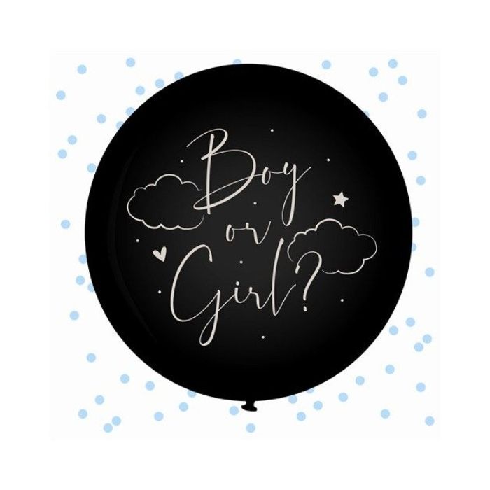  XL Gender Reveal Ballon Boy or Girl met Blauwe Confetti