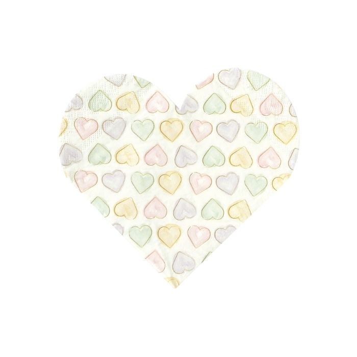 Servetten Hartvorm Watercolor Heart