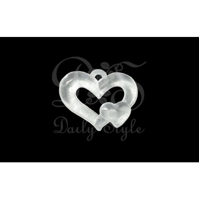 Acryllen Hart Amulet Wit