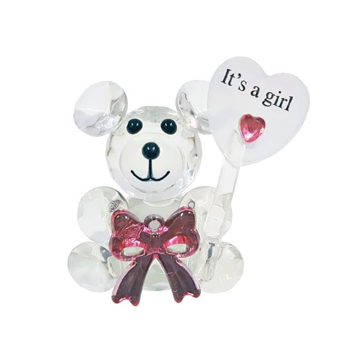 Kristallen Beer 'Heart Balloon' Roze