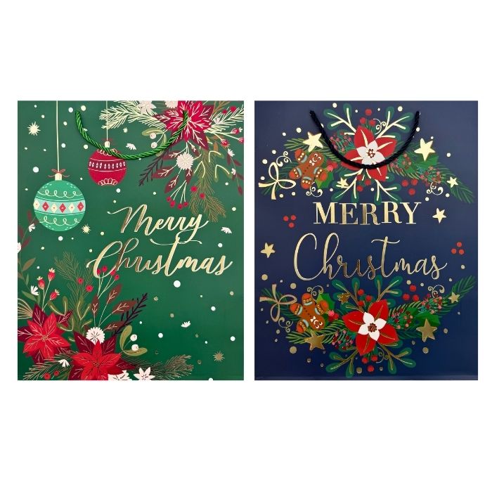 Cadeautas Merry Christmas in Blauw of Groen - Deze luxe cadeauverpakking is perfect voor het geven van een speciaal kerstcadeau.