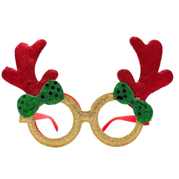 Feestelijke Glitter Kerstbril Rendier