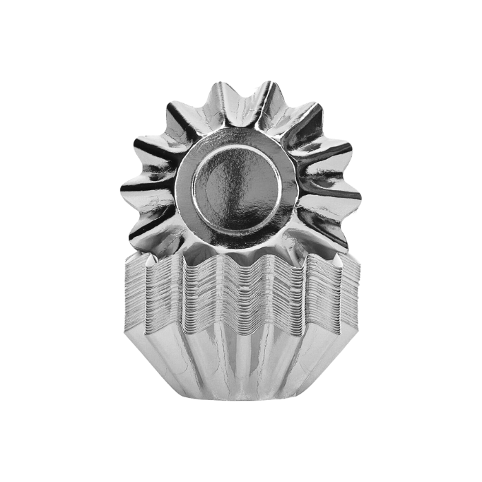 Pastry Cup Bloem Metallic Zilver - 50 stuks
