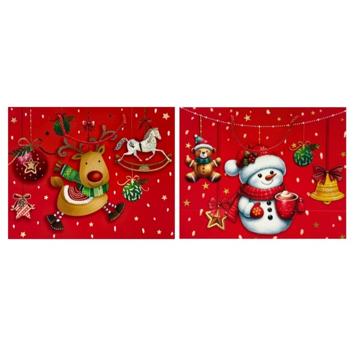 Cadeautas Sneeuwpop of Rendier Rood -  Vrolijkheid in Elke Tas