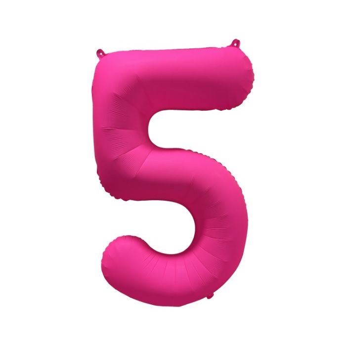 Folieballon Cijfer 5 Neon Roze
