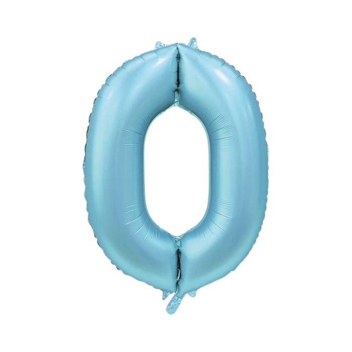 Folieballon Cijfer 0 Satijn Lichtblauw