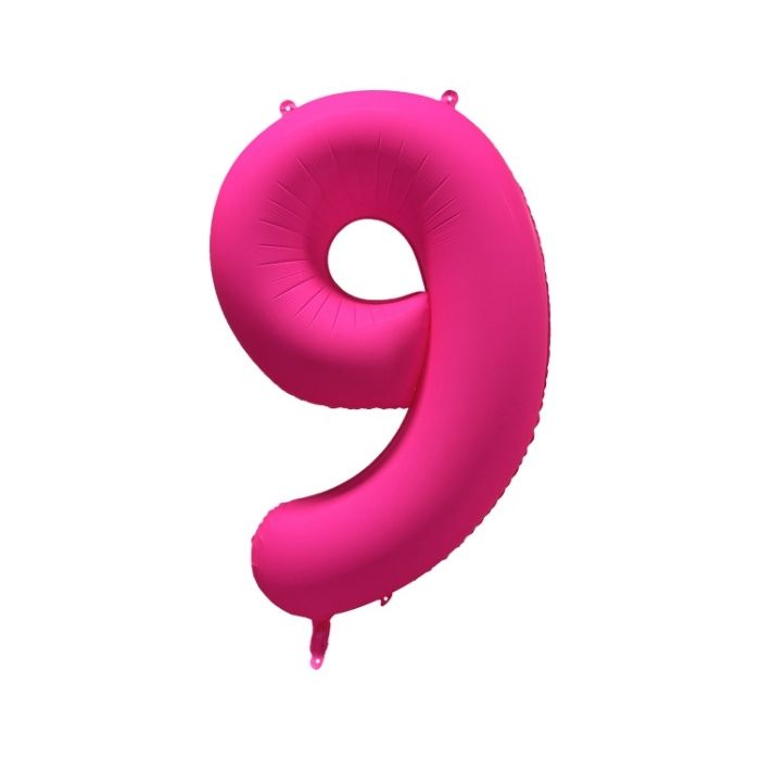 Folieballon Cijfer 9 Neon Roze