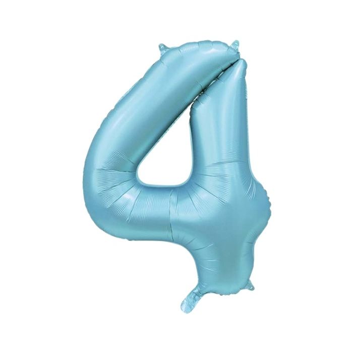 Folieballon Cijfer 4 Lichtblauw