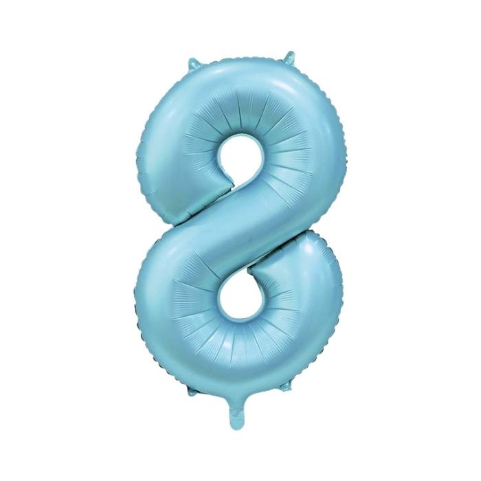 Folieballon Cijfer 8 Satijn Lichtblauw