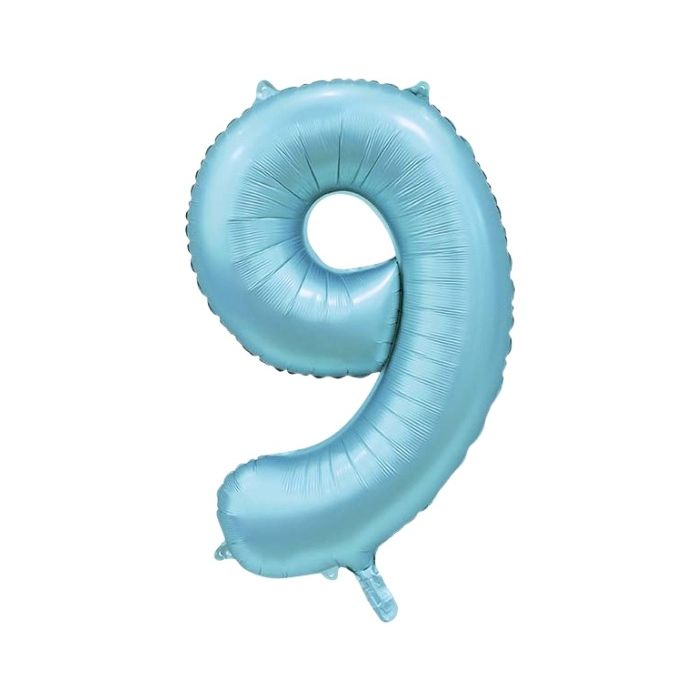 Folieballon Cijfer 9 Satijnblauw