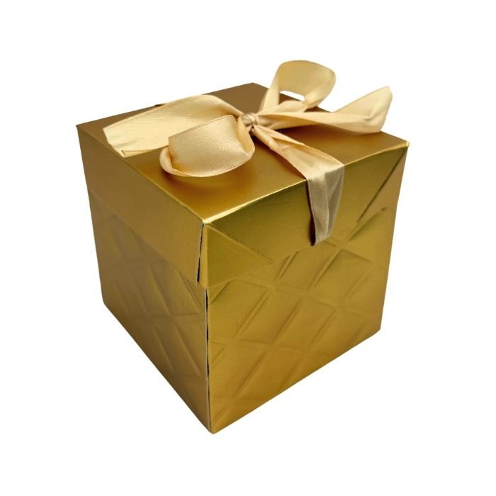 Cadeaudoos Geruit Goud 10cm - Luxe cadeauverpakking