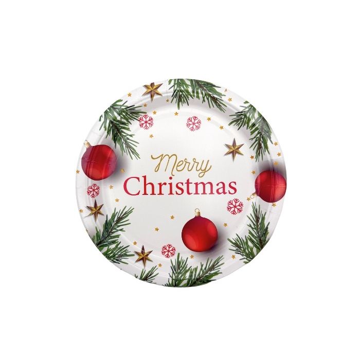 Kartonnen Bordjes White Christmas 18cm