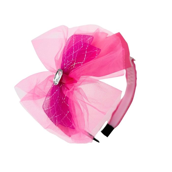 Diadeem Tule Strik Fuchsia 