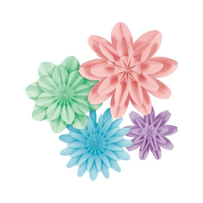 Papieren 3D Bloemen Decoratieset Pastel
