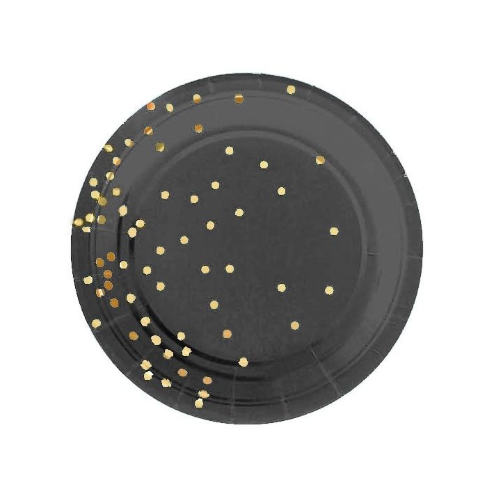 Borden 'Gold Dots' Zwart (10st)