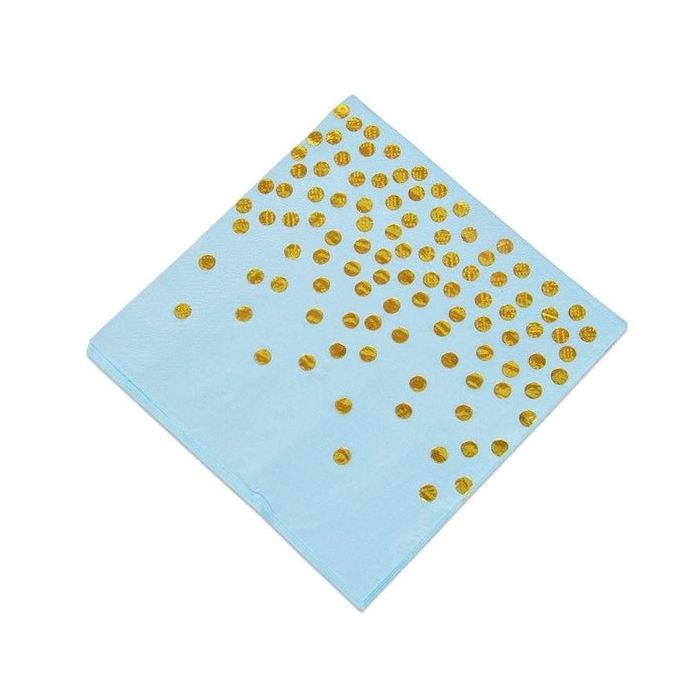 Servetten Dots Blauw/Goud (20st)