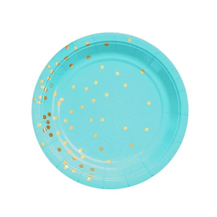 Borden 'Gold Dots' Pastel Blauw (10st)