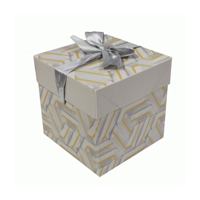 Cadeaudoos Dots Grijs & Goud (22x22x22cm)