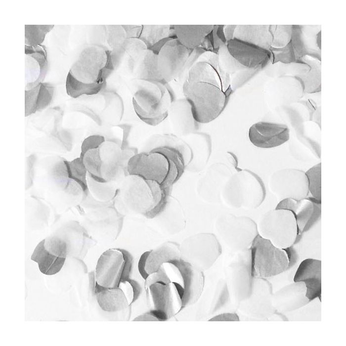 Zijdevloei Confetti Hartjes Zilver/Wit 