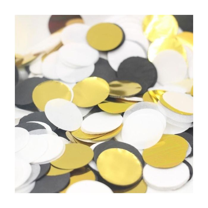 Zijdevloei Confetti Zwart/Goud/Wit (15g)