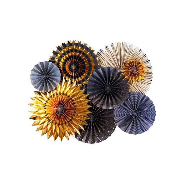 Deco Waaiers Goud en Zwart (8st) 