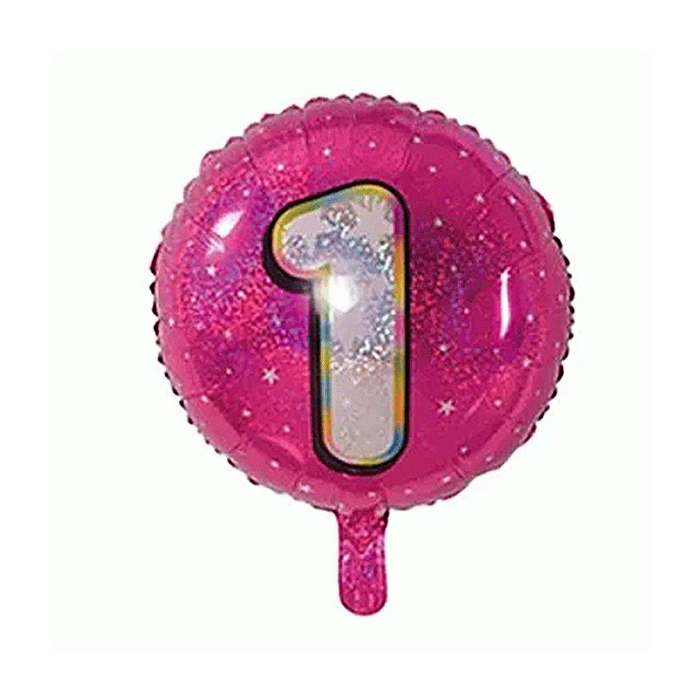 Folieballon Holografisch Cijfer 1 Roze