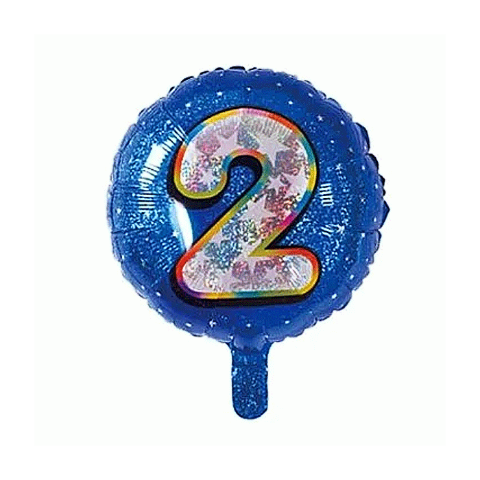 Folieballon Holografisch Cijfer 2 Blauw