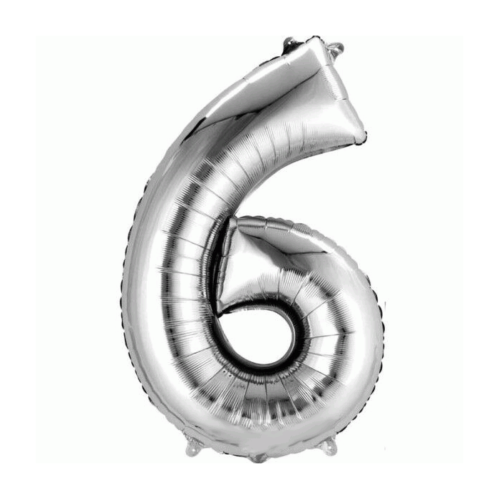 Folieballon 6 Zilver XL