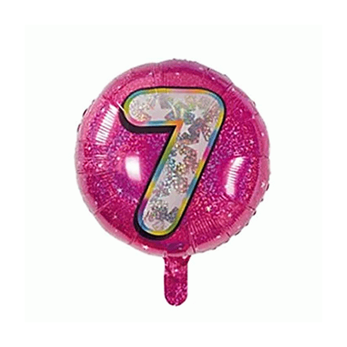 Folieballon Holografisch Cijfer 7 Roze