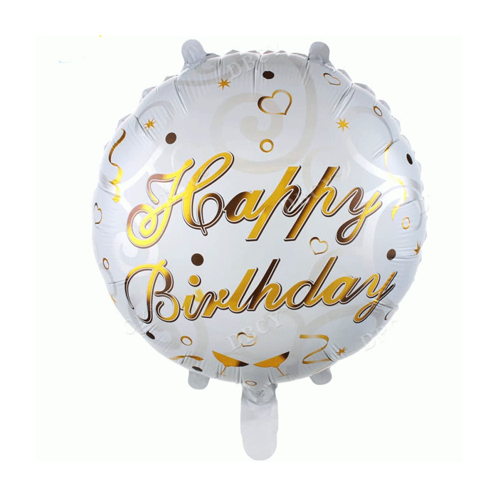 Folieballon Happy Birthday White & Gold 