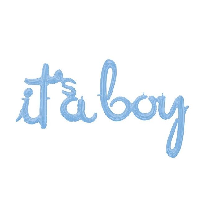 Folieballon 'it's a boy' Pastel Blauw