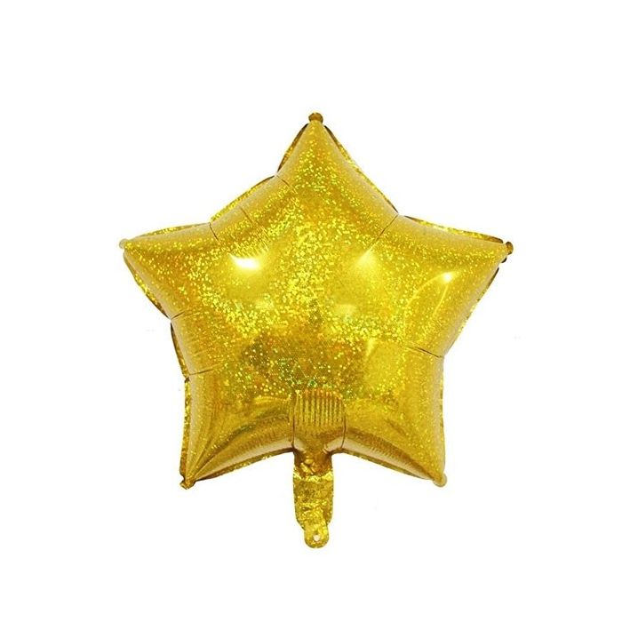Folieballon Ster Holografisch Goud (45cm)