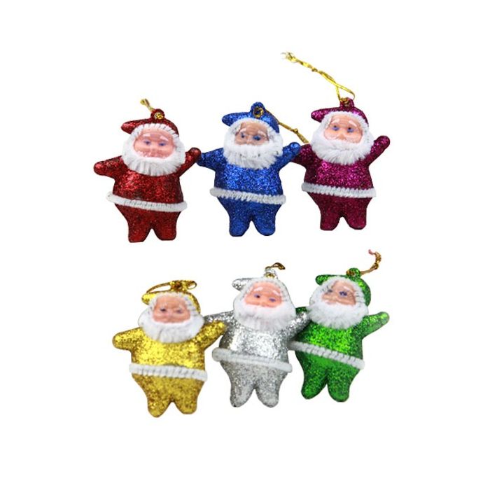Kerstman Hangers Glitter 6 stuks