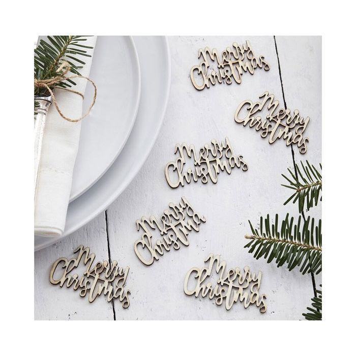 Tafelconfetti Merry Christmas Hout Ginger Ray - 20 stuks