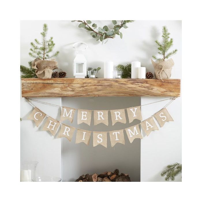 Juten Slinger Merry Christmas Ginger Ray - 2,5 meter met de tekst Merry Christmas bij de openhaard