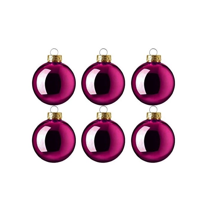 Kerstballen Glanzend Fuchsi 6 stuks