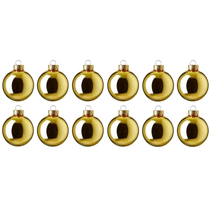 Kerstballen Glanzend Goud - Ø 6cm - 12 stuks