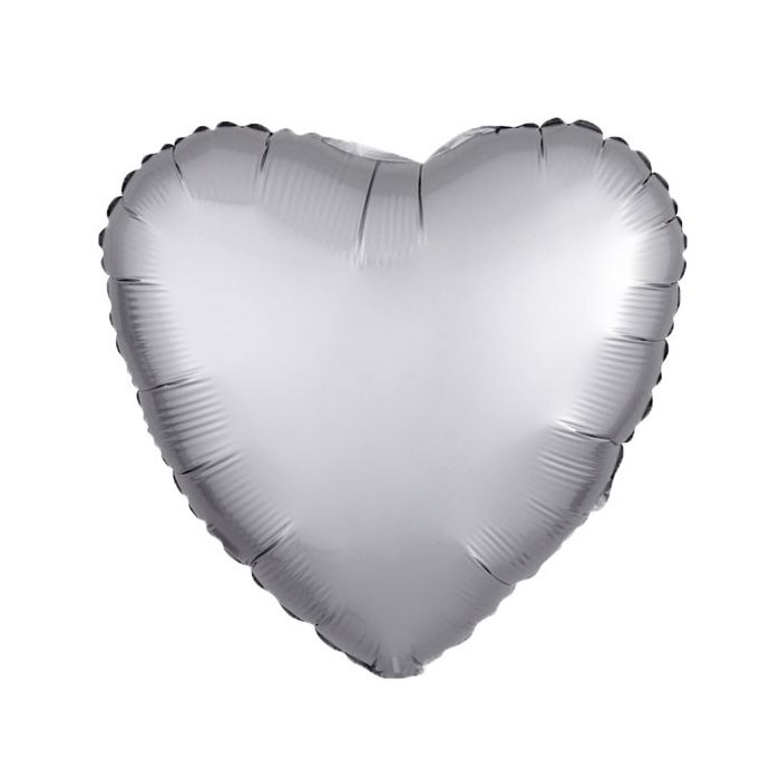 Folieballon Hart Matte Zilver