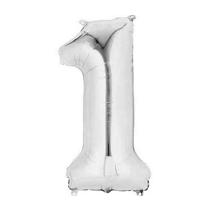 Folie Ballon 1 Zilver 43cm