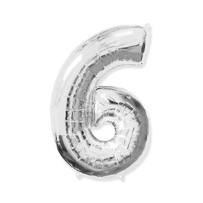 Folie Ballon 6 Zilver 43cm